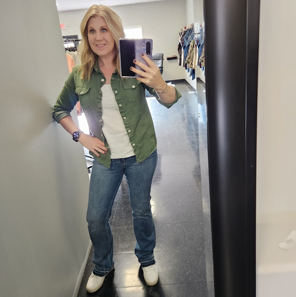 Judy Blue It's About Time High Rise Medium Wash Tummy control Released Hem slim Bootcut Jeans