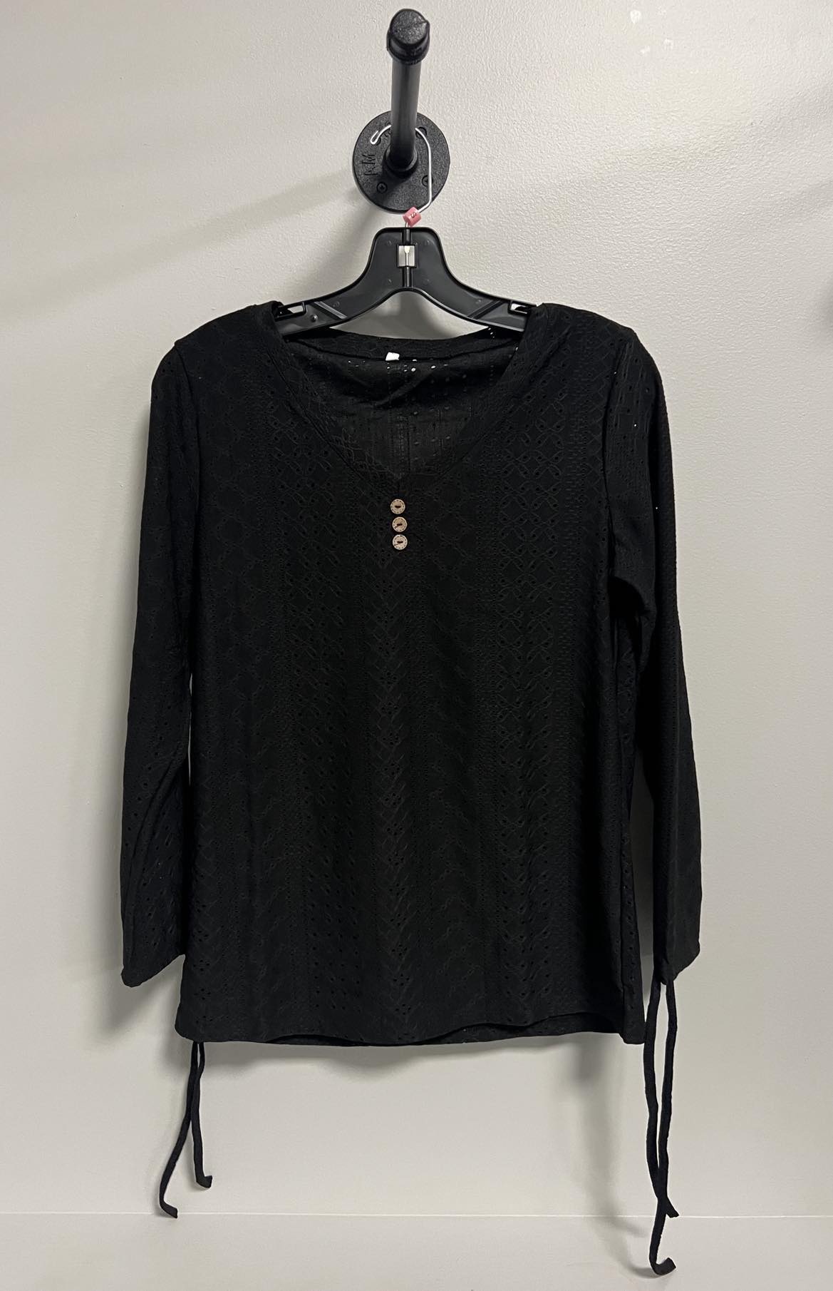 Eyelet V Neck Lace Up Sleeves Top