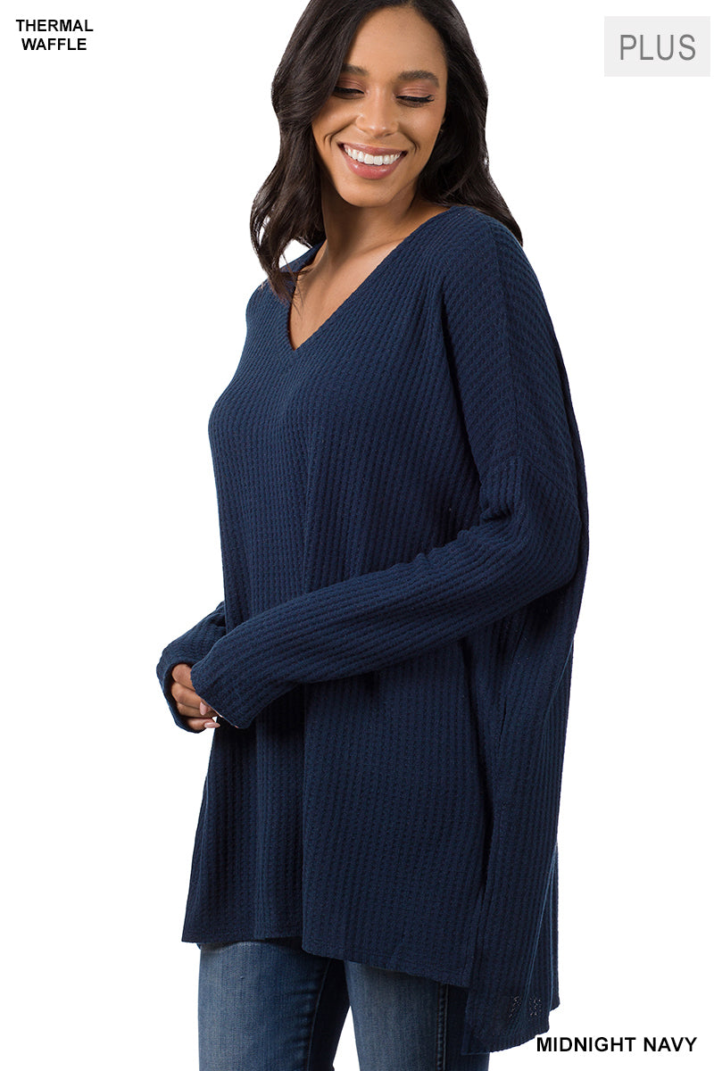 Over sized V Neck Long Sleeve Shirt