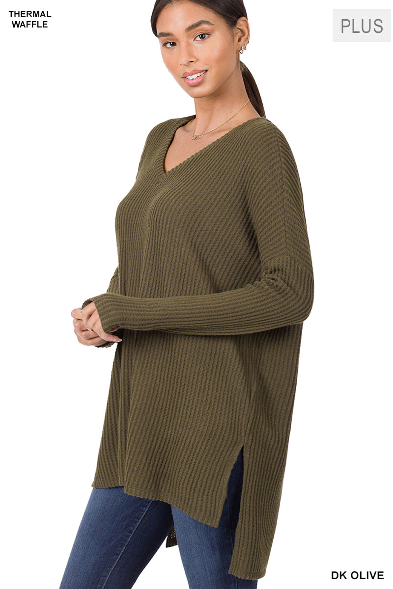 Over sized V Neck Long Sleeve Shirt