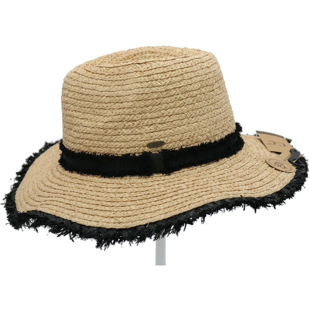 Frayed Ribbon Raffia Panama Sat