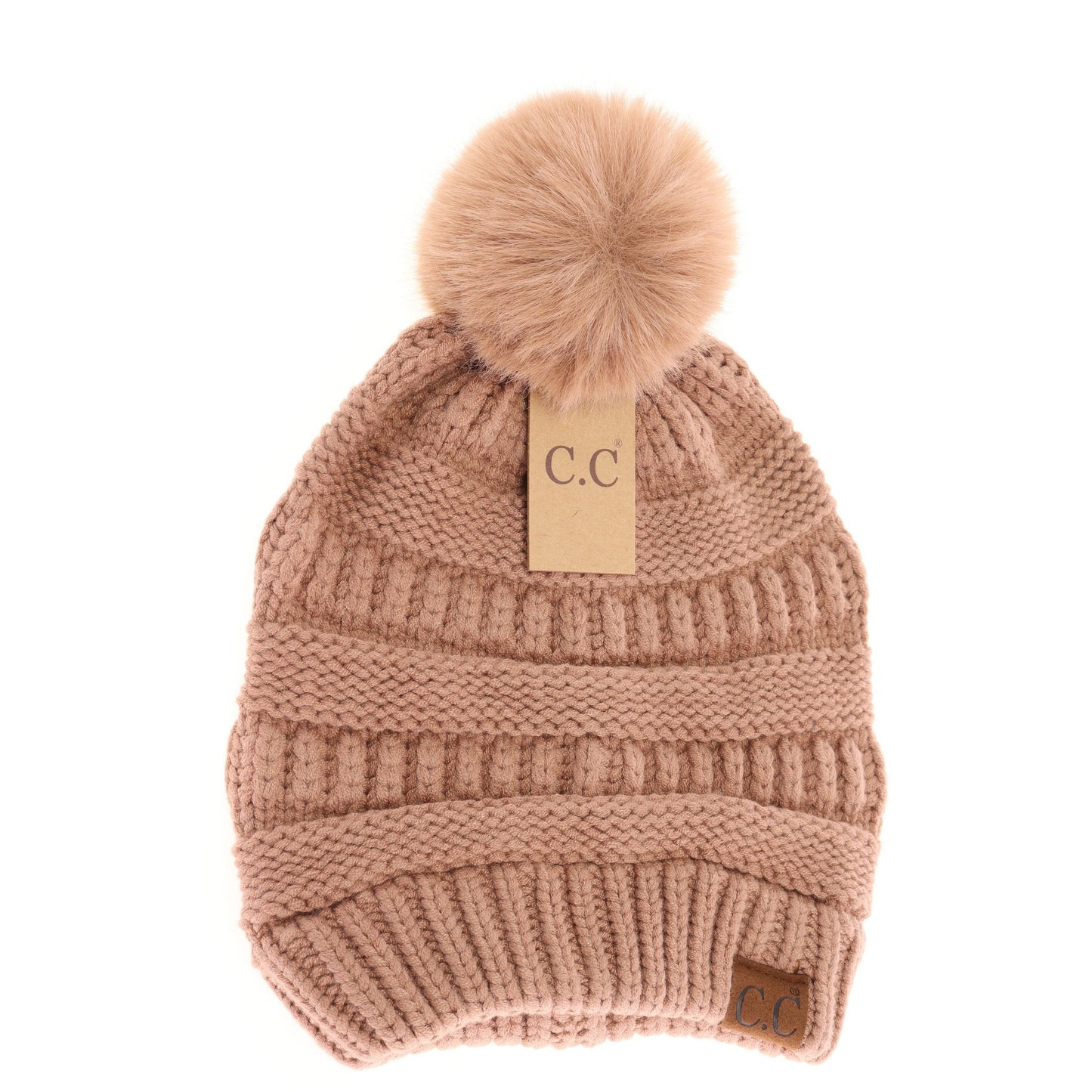Super Soft Matching Fur Pom C.C Beanie
