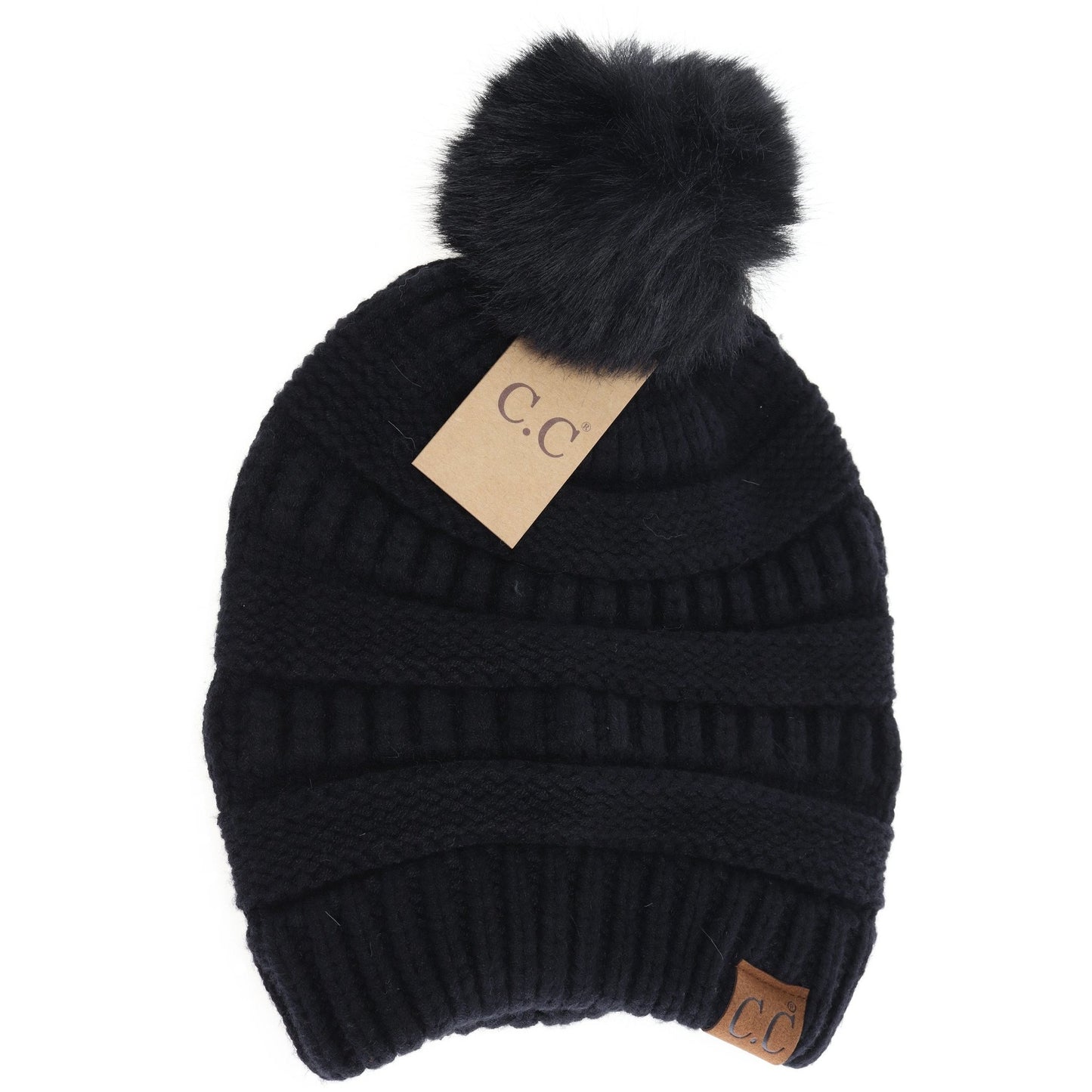 Super Soft Matching Fur Pom C.C Beanie