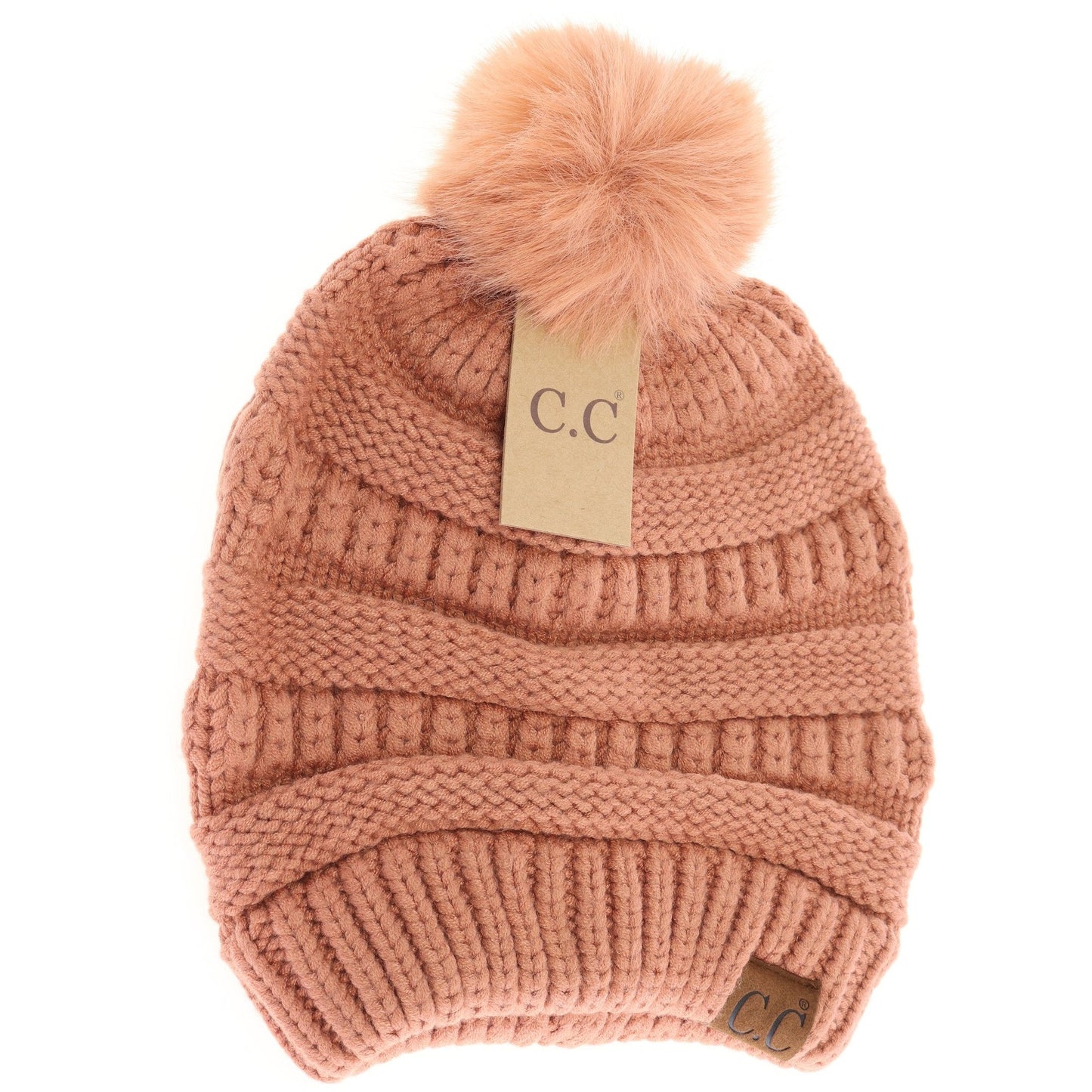 Super Soft Matching Fur Pom C.C Beanie