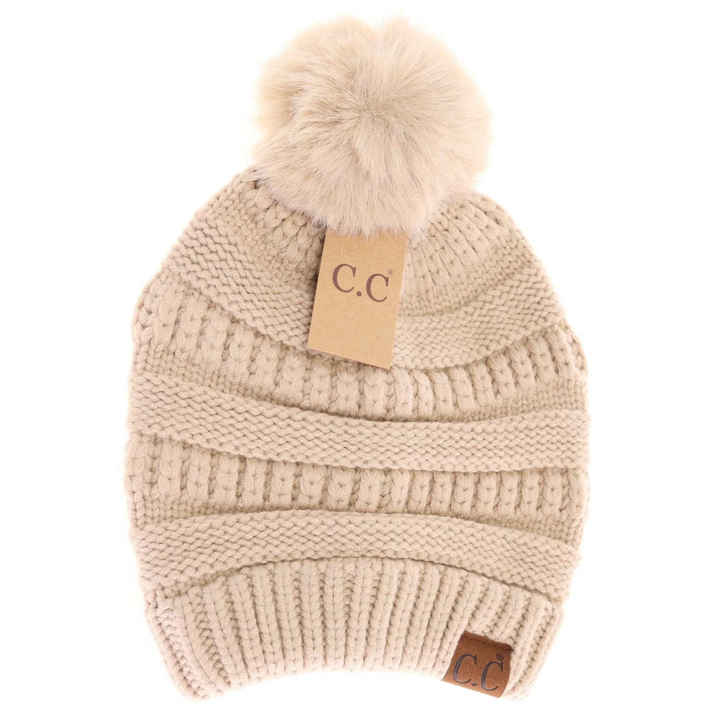 Super Soft Matching Fur Pom C.C Beanie