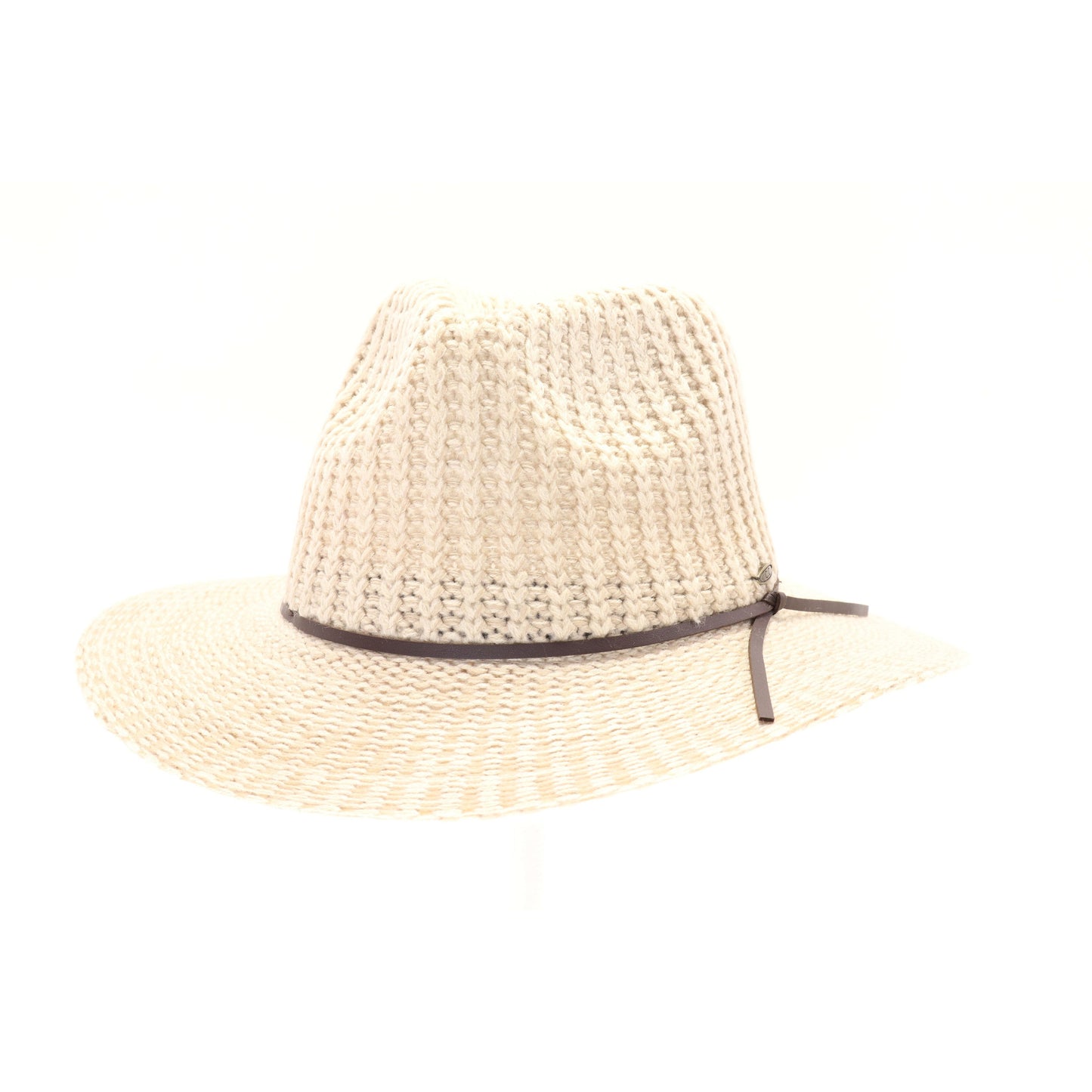 Knit Fedora Hat with Leather Cord