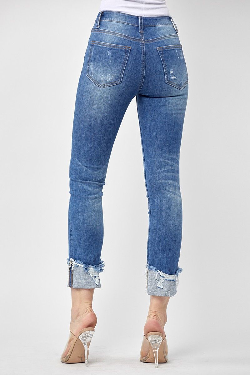 Frayed Cuff, Ankle Straight Jeans